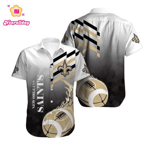 NFL New Orleans Saints White Grey Ball Hawaiian Shirt Men & Women Aloha Shirt
