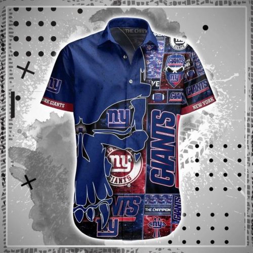 NFL New York Giants Punisher Skull Navy Blue Hawaiian Shirt Men & Women Aloha Shirt