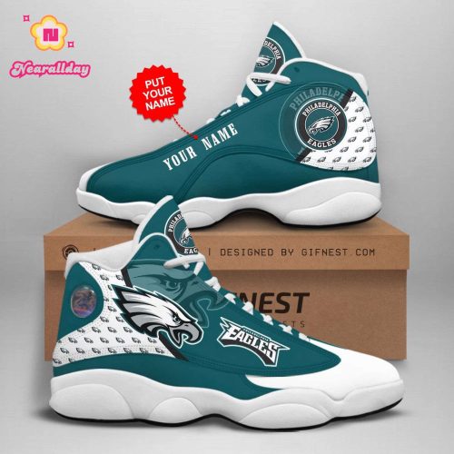 NFL Philadelphia Eagles Custom Name Air Jordan 13 Shoes V4
