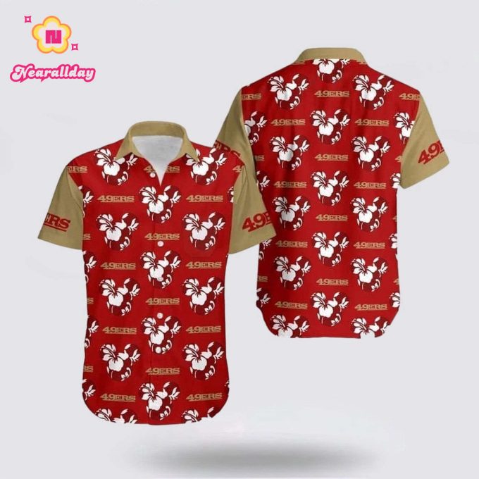 NFL San Francisco 49ers Hawaiian Shirt Mickey Mouse Flower Nfl Aloha shirt