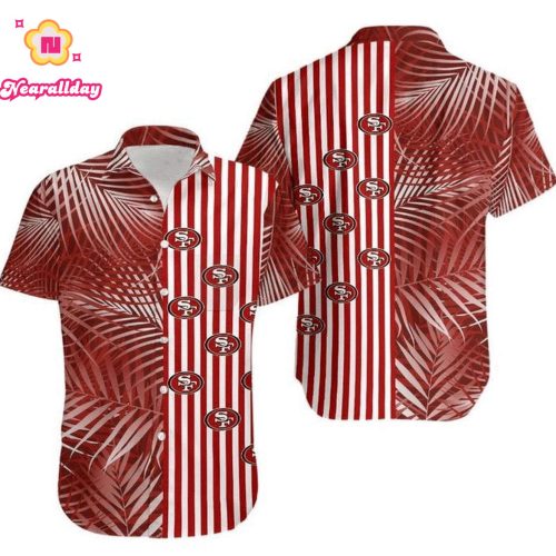 NFL San Francisco 49ers Red Coconut Tree Leaf Hawaiian Shirt Men & Women Aloha Shirt