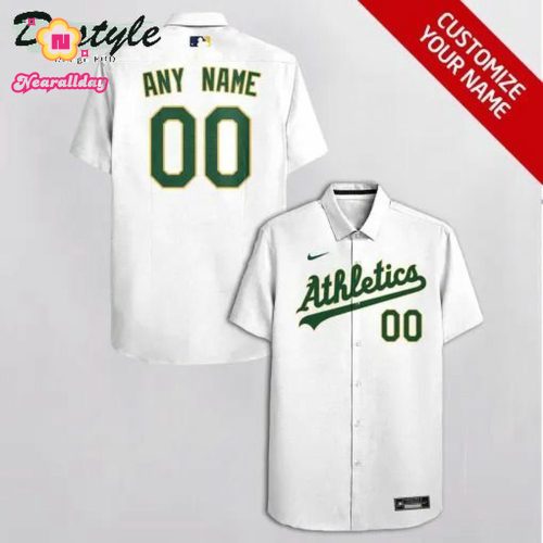 Custom Oakland Athletics Hawaiian Shirt - Personalized White Design