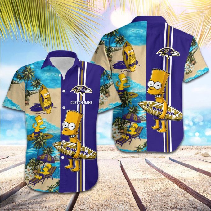 Personalized Baltimore Ravens & Simpsons Hawaiian Shirt