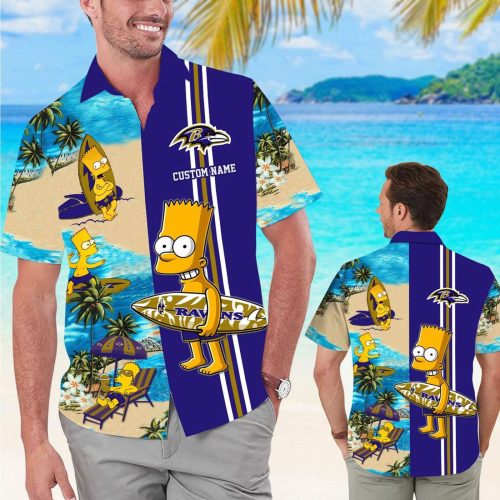 Personalized Baltimore Ravens & Simpsons Hawaiian Shirt