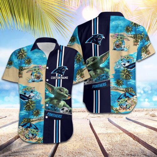 Personalized Carolina Panthers & Baby Yoda Hawaiian Shirt