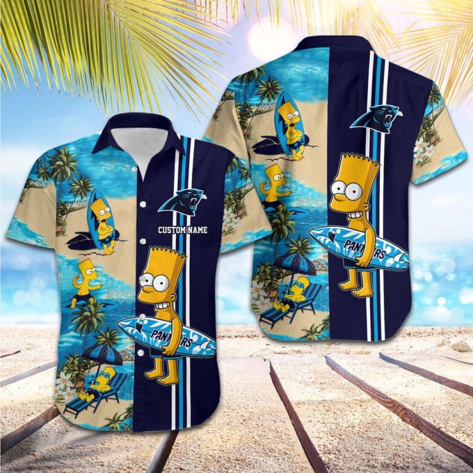 Personalized Carolina Panthers & Simpsons Hawaiian Shirt