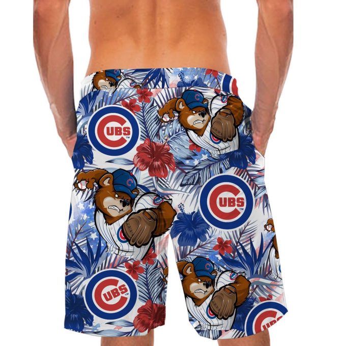 Custom Chicago Cubs Tropical Floral American Flag Hawaiian Shirt for Fans