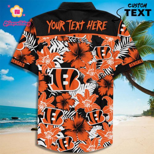 Personalized Cincinnati Bengals Football Teams Button Up Hawaiian Shirt