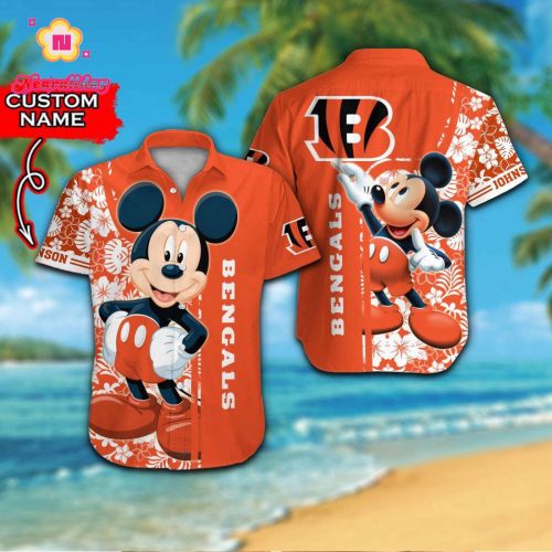 Personalized Cincinnati Bengals & Mickey Mouse Hawaiian Shirt Gift for Men Women #2