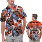 Personalized Cincinnati Bengals Tropical Floral America Flag Hawaiian Shirt