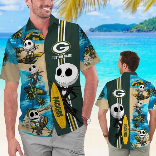 Personalized Green Bay Packers & Jack Skellington Hawaiian Shirt