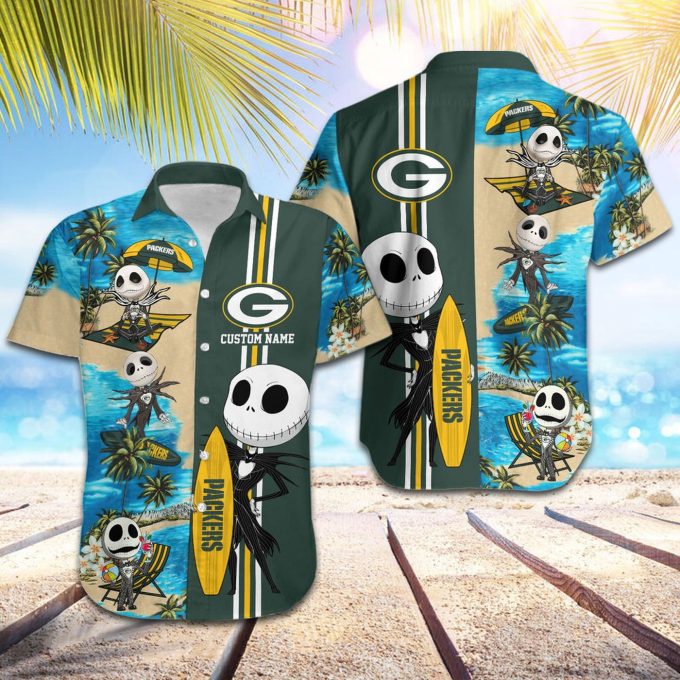 Personalized Green Bay Packers & Jack Skellington Hawaiian Shirt