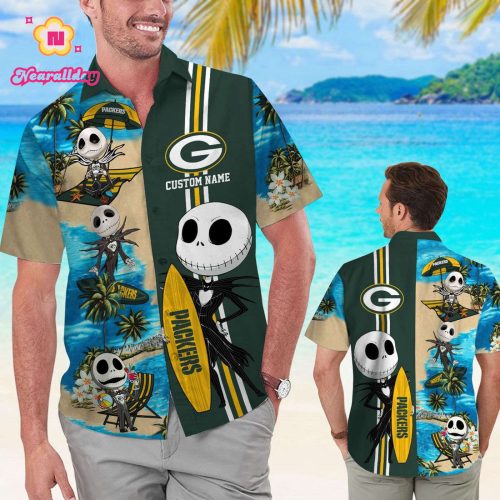 Personalized Green Bay Packers & Jack Skellington Hawaiian Shirt