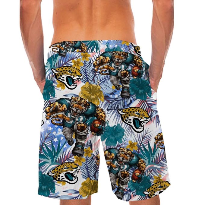 Personalized Jacksonville Jaguars Tropical Floral America Flag Hawaiian Shirt