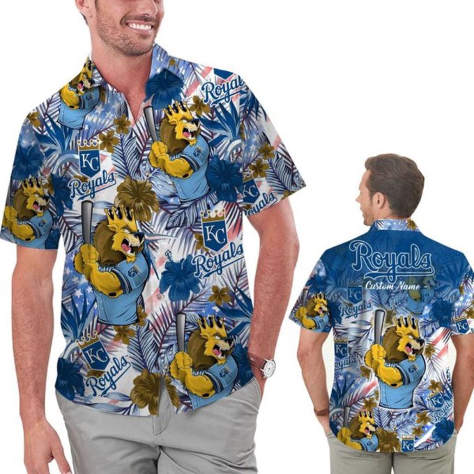 Custom Kansas City Royals Floral Hawaiian Shirt – Tropical America Flag Design