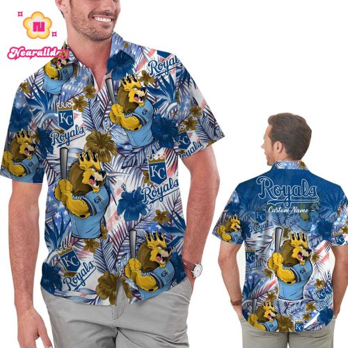 Custom Kansas City Royals Floral Hawaiian Shirt - Tropical America Flag Design