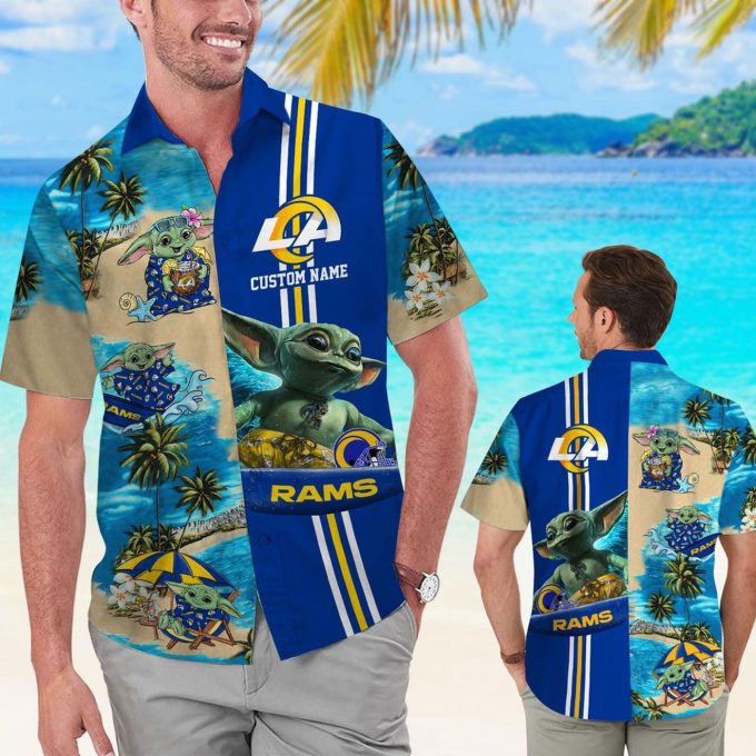 Personalized Los Angeles Rams & Baby Yoda Hawaiian Shirt