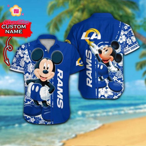 Personalized Los Angeles Rams & Mickey Mouse Hawaiian Shirt Gift for Men Women #2
