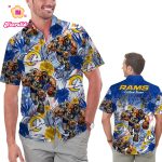 Personalized Los Angeles Rams Tropical Floral America Flag Hawaiian Shirt