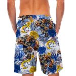 Personalized Los Angeles Rams Tropical Floral America Flag Hawaiian Shirt