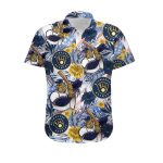 Custom Milwaukee Brewers Tropical Floral American Flag Hawaiian Shirt