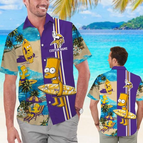 Personalized Minnesota Vikings & Simpsons Hawaiian Shirt