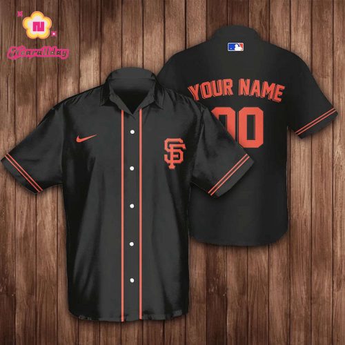 Customized San Francisco Giants Hawaiian Shirt – Black Personalized Name & Number 3D Design