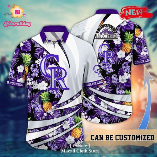 Custom Name Colorado Rockies MLB Flower Pineapple Hawaiian Shirt for Sports Fans