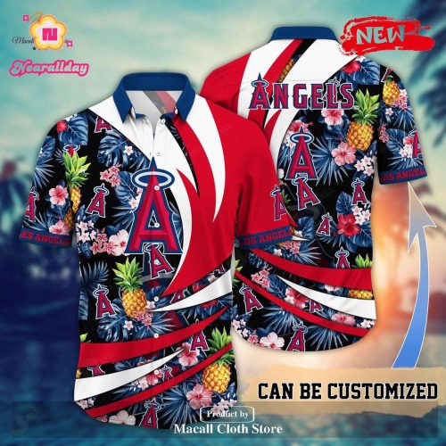 Customized Los Angeles Angels MLB Flower Pineapple Hawaiian Shirt - Perfect Summer Baseball Gift for Men and Women