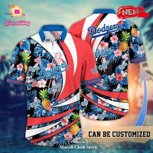 Custom Los Angeles Dodgers MLB Flower Pineapple Hawaiian Shirt for Sports Fans
