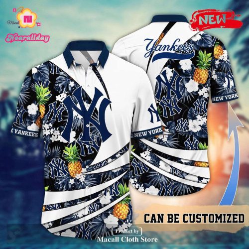Custom Name New York Yankees MLB Flower Pineapple Hawaiian Shirt - Perfect Baseball Gift for Fans