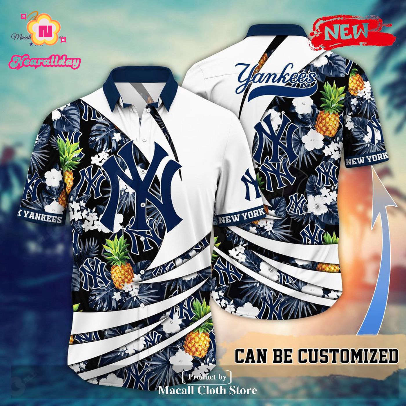 Custom Name New York Yankees MLB Flower Pineapple Hawaiian Shirt – Perfect Baseball Gift for Fans Custom Name New York Yankees MLB Flower Pineapple Hawaiian Shirt – Perfect Baseball Gift for Fans