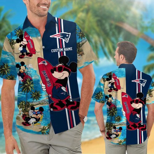 Personalized New England Patriots & Mickey Mouse Hawaiian Shirt