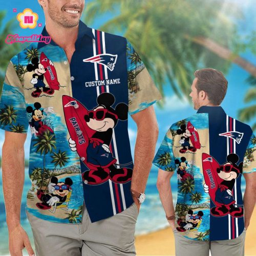 Personalized New England Patriots & Mickey Mouse Hawaiian Shirt