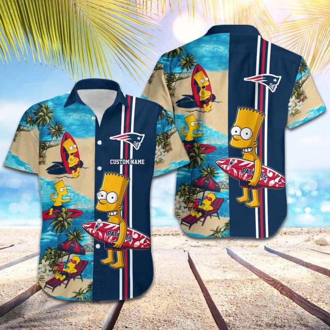 Personalized New England Patriots & Simpsons Hawaiian Shirt