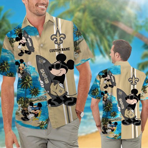 Personalized New Orleans Saints & Mickey Mouse Hawaiian Shirt Gift for Men Women #2