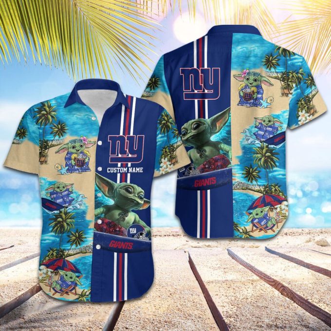 Personalized New York Giants & Baby Yoda Hawaiian Shirt