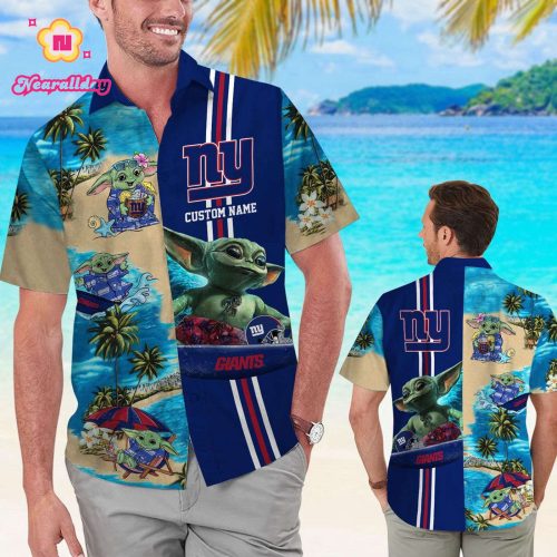 Personalized New York Giants & Baby Yoda Hawaiian Shirt