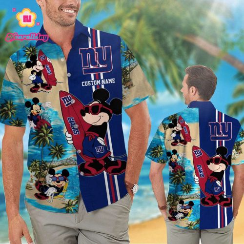 Personalized New York Giants & Mickey Mouse Hawaiian Shirt