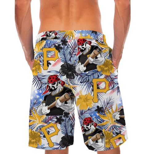 Custom Pittsburgh Pirates Tropical Floral America Flag Hawaiian Shirt – Personalized MLB Fan Gear