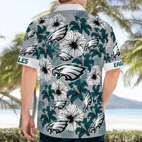 Philadelphia Eagles Flower Tropical Floral Aloha Hawaiian Shirt