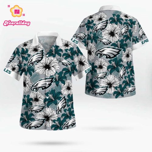 Philadelphia Eagles Flower Tropical Floral Aloha Hawaiian Shirt