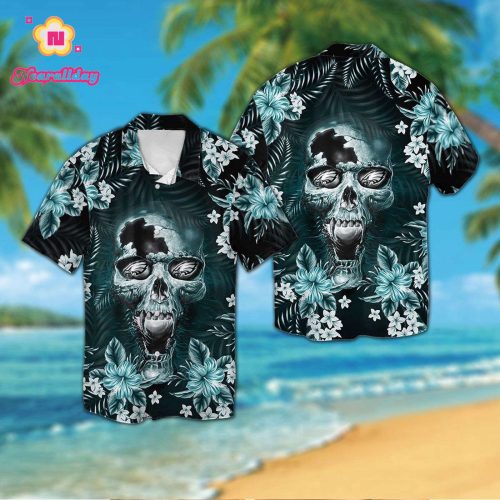 Philadelphia Eagles Skull Hawaiian Shirt Gift for Men Women #2