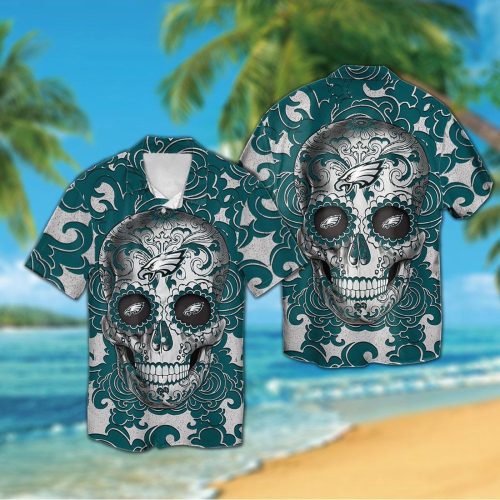 Philadelphia Eagles Sugar Skull Hawaiian Shirt
