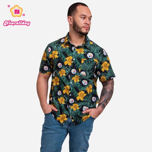 Pittsburgh Steelers Hibiscus Button Up Shirt