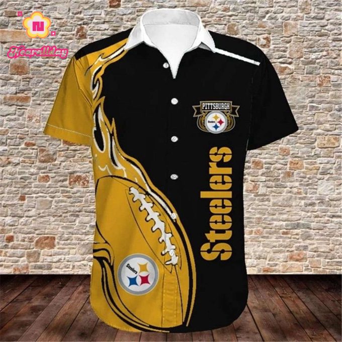 Pittsburgh Steelers Shirts Fireball Button Hawaiian Shirt