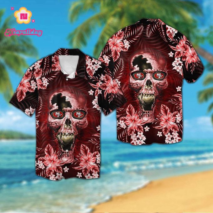 San Francisco 49ers Skull Hawaiian Shirt Gift for Men Women #2