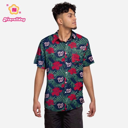 Official Washington Nationals Hibiscus Button Up Shirt - Limited Edition