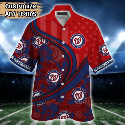 Washington Nationals US Flag Flower Hawaiian Shirt & Tshirt – Perfect Summer Gift for Fans
