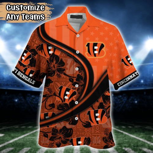 Cincinnati Bengals NFL US Flag Flower Hawaii Shirt And Tshirt For Fans, Custom Summer Football Shirts Gift